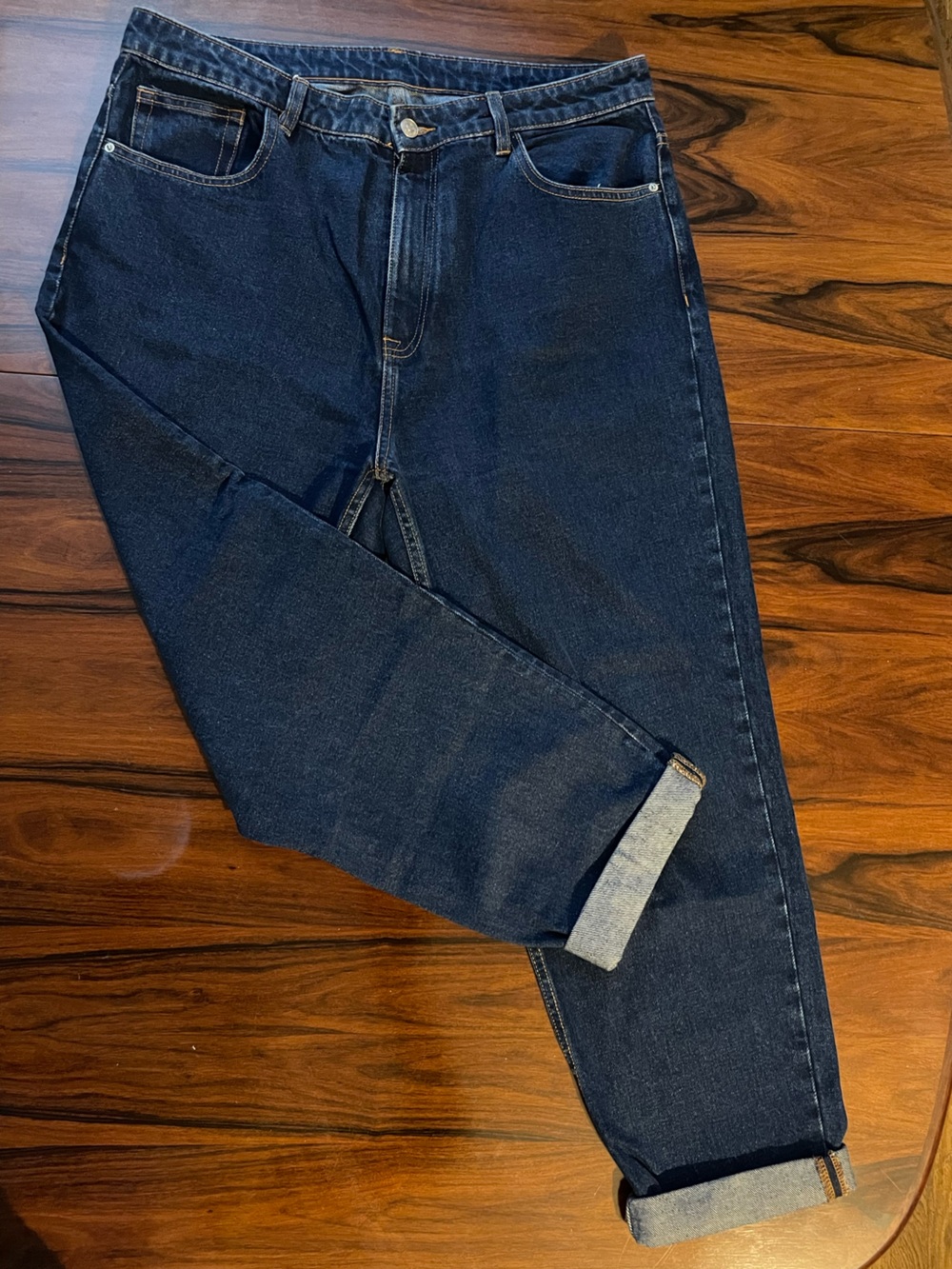 ZARA Dark BluE Jeans - high rise Straight Fit SIZE 46